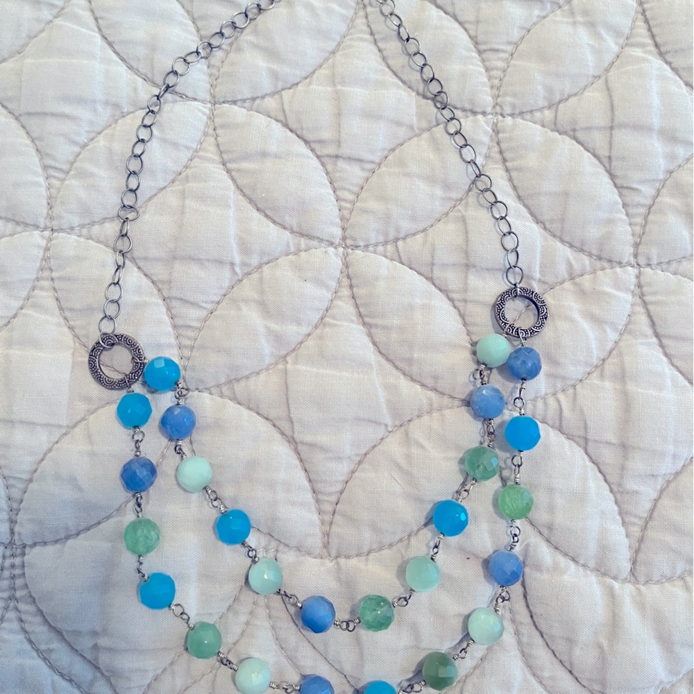 Sterling silver stone and crystal necklace